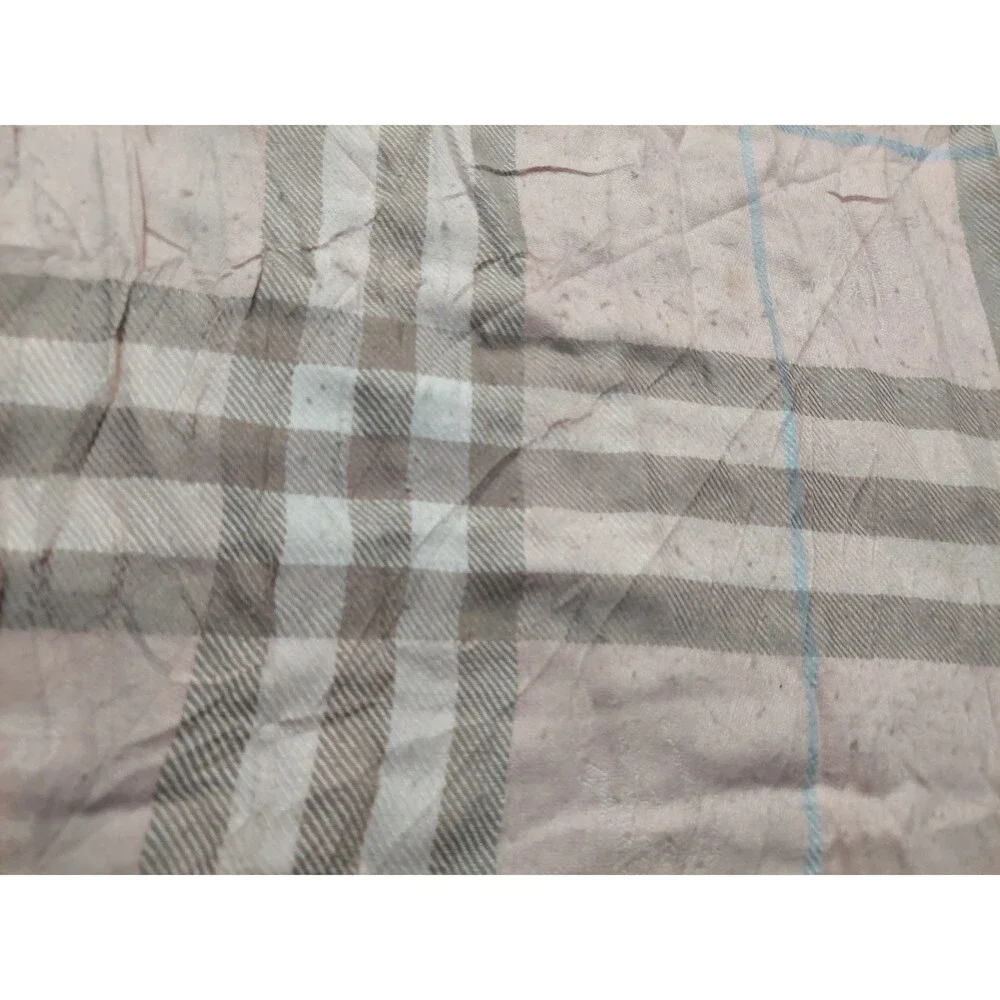 Vintage Burberry Pink Brown Blue White 100% Cashmere Shawl Scarves - Picture 4 of 5
